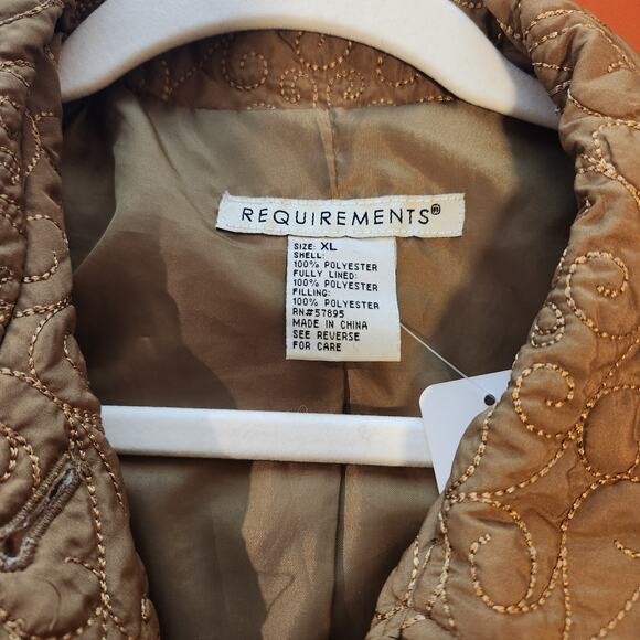 Vintage Requirements Brown Quilted Long Sleeve Button Down Jacket L - Picture 8 of 9